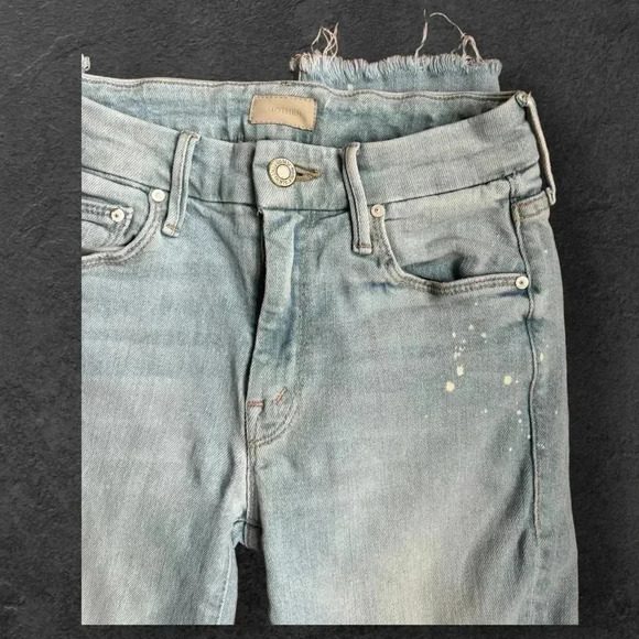 MOTHER The Looker Sacred Slit Ankle Jean in Nice Shot Paint splatter Frayed 24 - Picture 7 of 14